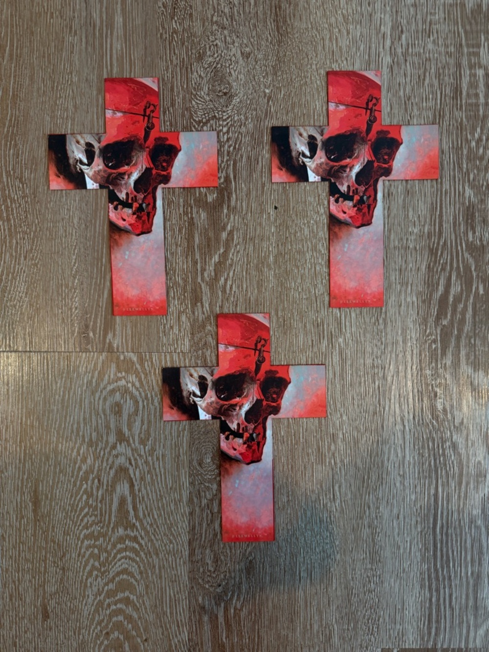 Rare authentic gothic cross shaped art prints LA based Gothic artist LLEWELLYN